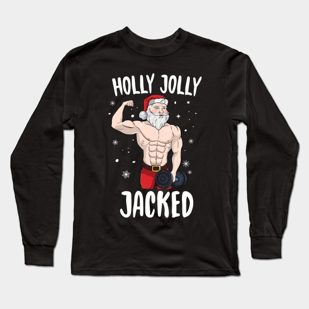 Holly Jolly Jacked Santa Long Sleeve T-Shirt by Eugenex